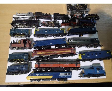 N gauge selection of locomotives, bodyshells, chassis, steam and diesel, various makes, all require attention, suitable for s