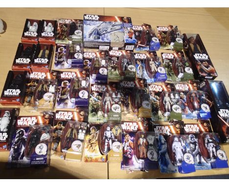 Twenty eight Star Wars The Force Awakens figures, mostly near mint, boxes in fair to good condition with wear. UK P&amp;P Gro