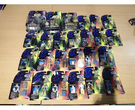 Twenty five Star Wars La Guerra De La Galaxias figures, mostly near mint, boxes in fair to good condition with wear. UK P&amp