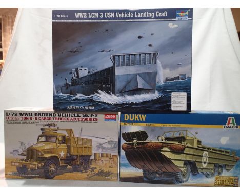 Three 1/72 scale military kits, Trumpeter, Italeria and Academy, all as new/sealed, wear to boxes. UK P&amp;P Group 1 (£16+VA