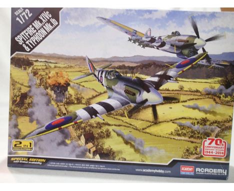 Academy 1/72 scale twin pack celebrating the 70th anniversary of the Normandy invasion Spitfire MK XIVC and Typhoon MK IB, ne