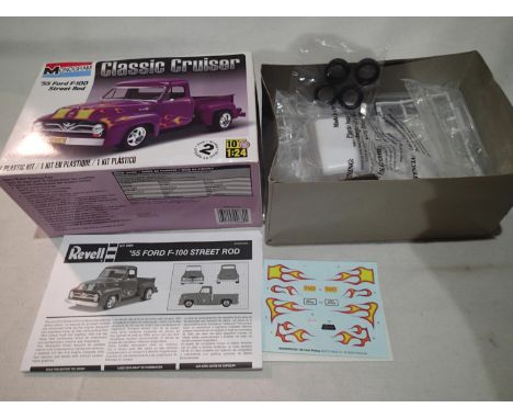 Monogram/Revell 1/24 scale Ford F-100 street rod, sealed in bags with instructions and decals, slight wear to box. UK P&amp;P