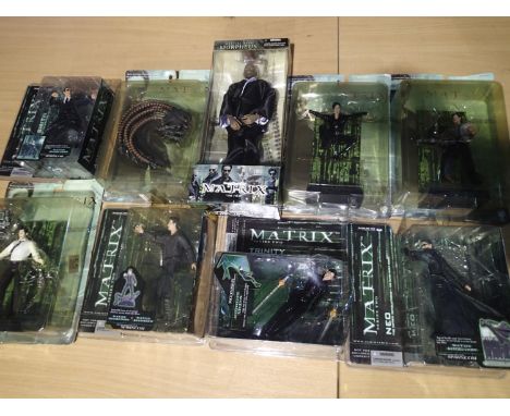 Nine Matrix figures by N2 Toys, near mint, wear to boxes. UK P&amp;P Group 2 (£20+VAT for the first lot and £4+VAT for subseq