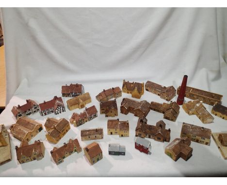Twenty eight N gauge plaster cast buildings, all good condition, ex layout, some require touch up paint work etc. UK P&amp;P 