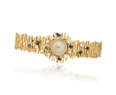 A LADY'S GEM-SET AND GOLD COCKTAIL WATCH, BY PATEK PHILIPPE, CIRCA 197020-jewel manual wind movement, champagne dial with bat