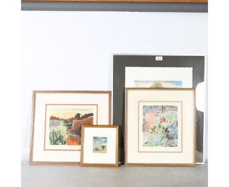 Robert R Greenhalf, 4 limited edition coloured lithographs, including travellers joy 39/150, the brick path 4/40, and 2 other