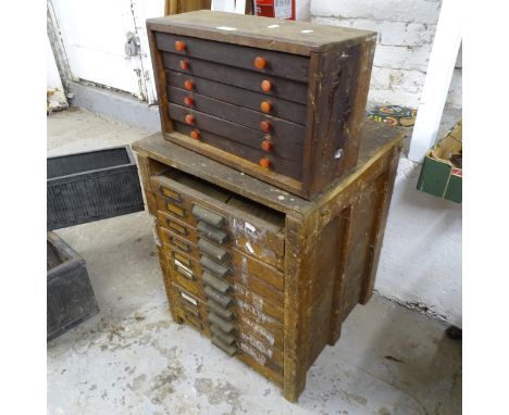 Two vintage pine tool chests. Largest 51x62x50.