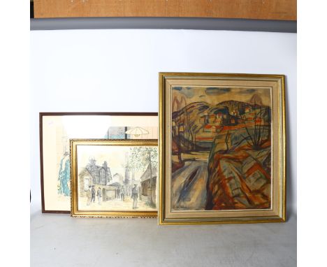 Edvard Munch, a reproduction coloured print, blue winter night, with labels verso including certificate of registration of a 