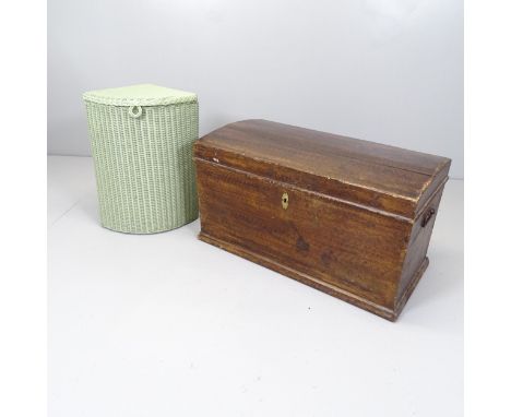An vintage stained pine trunk, 74x41x41cm. and a Lloyd Loom Lusty corner laundry bastket (2) 