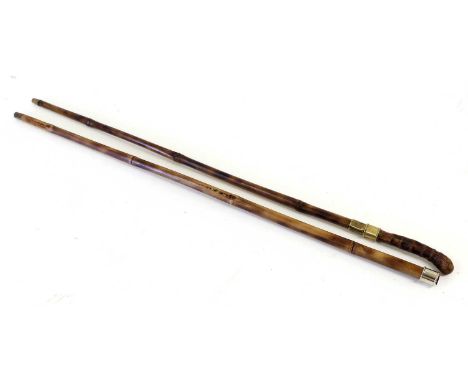 A Late 19th Century Bamboo Sword Stick, the 55cm square tapering steel blade stamped COULAUX &amp; CIE, KLINGENTHAL, with roo