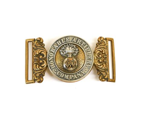 A Victorian Officer's Waist Belt Clasp to the Honorable Artillery Company, of two piece gilt brass locket form, the seeded ce
