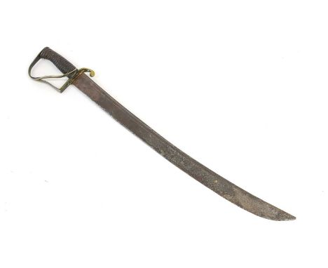 A British Army Hospital Corps Hanger, the 60cm broad slightly curved single edge steel blade with a narrow fuller to the back