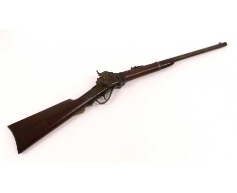 An American Civil War Sharps New Model 1863 Carbine, 50-70 centrefire converted from .52 calibre percussion, the 56cm steel b