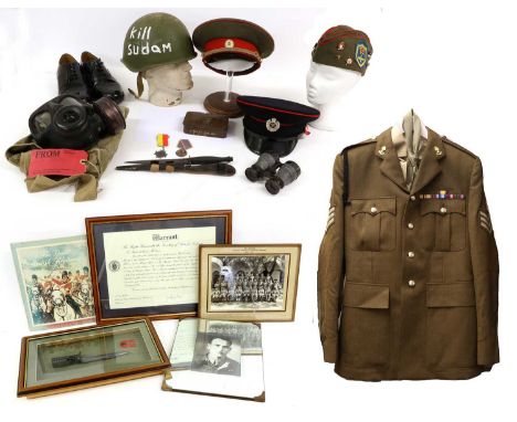 A Quantity of Militaria, including a post-1953 No.2 Service dress uniform to a Sergeant, Royal Engineers, comprising tunic, t