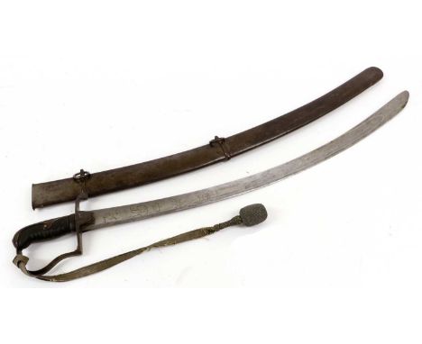 A 1796 Pattern Light Cavalry Officer's Sword, the 82cm single edge curved steel blade with broad fuller, engraved with crowne