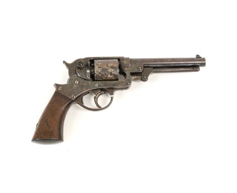 A Starr 1858 Double Action .44 Calibre Six Shot Percussion Army Revolver, with blued finished, 15cm round barrel set with hin