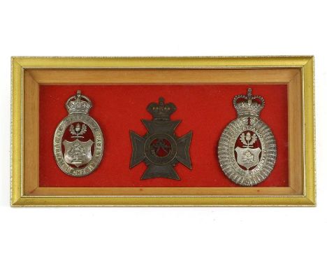 A Victorian Helmet Plate to the 2nd Durham Rifle Volunteer Corps, in blackened brass, with QVC crown over a Maltese cross, ci