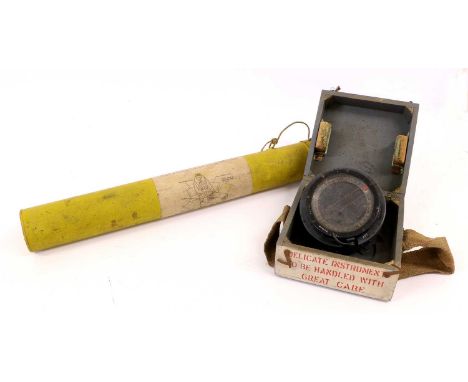 An Air Ministry Type P8 Compass, in grey wood box; a Survival Kite, in original tube (2)