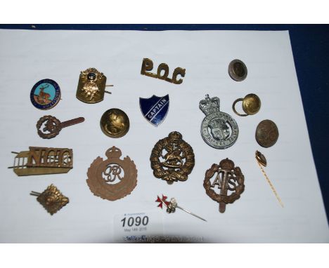 Miscellaneous Military cap and uniform Badges and various enamel badges.