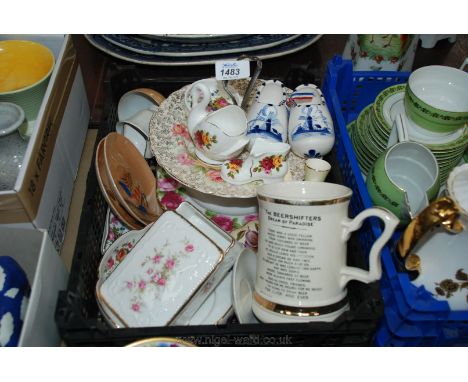 A quantity of china including Paragon 'Victoria Rose' lidded dish, Royal Worcester Palissy bud vase and lidded dish, Celtic R