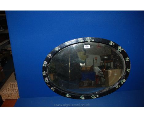 An oval bevel plated, painted surround Wall Mirror.