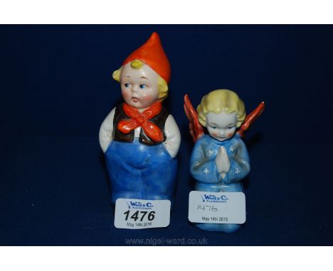 Two Hummel figures of a Dutch boy and an Angel both circa 1950.