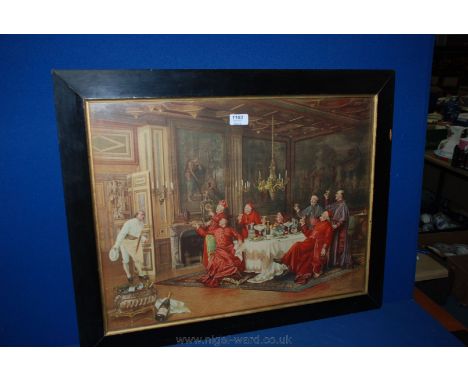 A Moet & Chandon early 20th c. advertising Print after the painting 'To The Health of the Chef' by Francois Brunery.