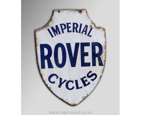 An early shield shaped Enamel Sign, Rover Imperial Cycles, 16 1/2'' x 24 1/4'', early 1900's, double sided 