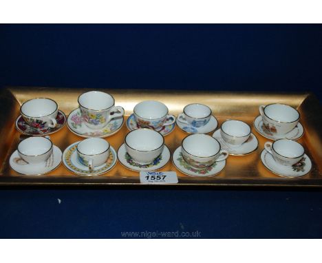 Eleven miniature commemorative Cups and Saucers including Royal Weddings, Prince Andrew's 21st birthday, Princess Margaret, t