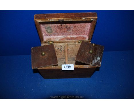 A Sarcophagus shaped Tea Caddy, one internal lid a/f