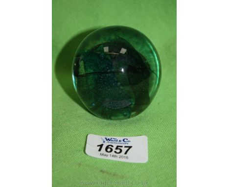 An Isle of Wight glass globe shaped Paperweight, 2 1/4'' high.