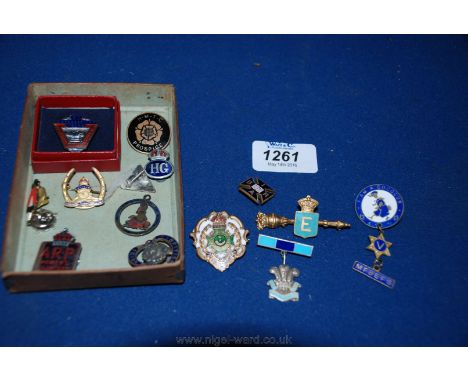 Miscellaneous Enamel Badges including one inscribed 'The Prince Consort's Own', Rifle Brigade, Waterloo, etc.