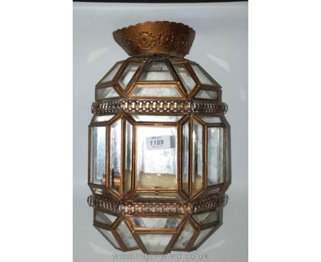 A 19th c. Venetian wall mounted, mirror back gilt metal Lantern with repouse decoration