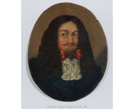 Spanish school, c. 1670, a very rare miniature Oil on copper of Don Juan Jose de Austria (1629-79) bastard uncle of King Carl