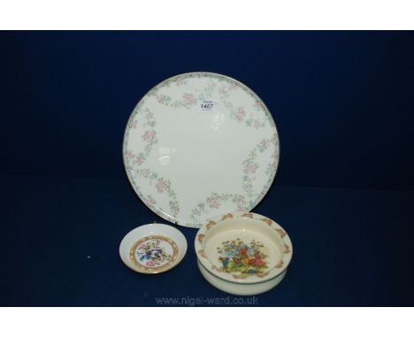 A Coalport cake Plate, Royal Worcester pin Dish and a Royal Doulton 'Bunnykins' Dish
