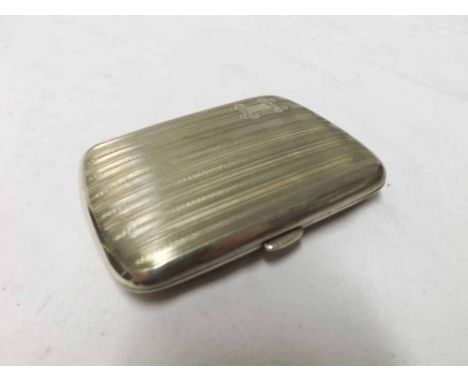 Vintage White Metal Cigarette Case of hinged rectangular form, decorated with engine turned detail, marked Alpaca to body, 3.
