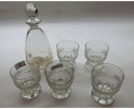 Group of late 19th or early 20th Century clear glass Rummers with star cut decoration to base, together with a further clear 