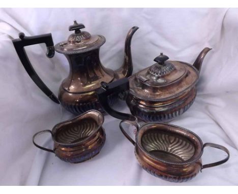 Early 20th Century Silver Plated set comprising Coffee Pot, Tea Pot, Sugar Basin and Cream Jug, largest piece 9"  high (4)  