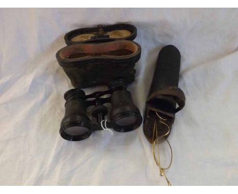 Vintage set of small opera glasses in case, together with a further set of gilt framed vintage spectacles nez 