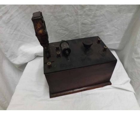 A Vintage Wooden Cased Crystal Radio, 9.5" long, no makers marks apparent 