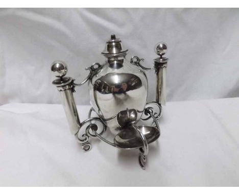 Unusual late Victorian Silver table lighter with two removable arms, raised on scrolled feet, 5 1/2"  high, hallmarked London