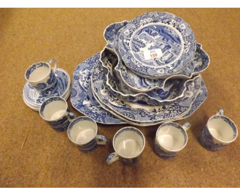 Mixed lot comprising Spode Italian tablewares to include shaped nut dishes, octagonal plates, octagonal meat plate and a quan