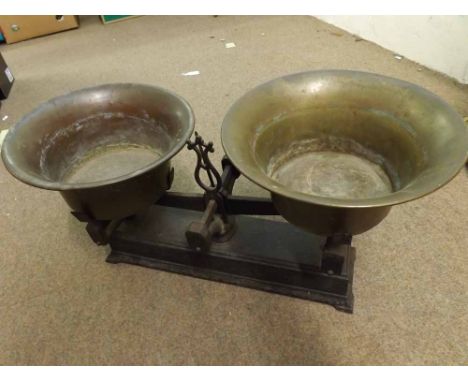 Set of vintage cast Iron and Brass Balance Scales, 20" long  