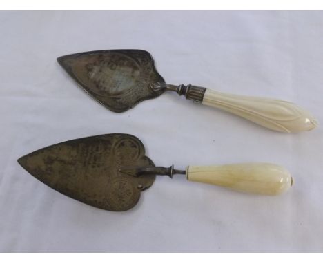 Two 19th Century Silver plated and bone handled presentation trowels, one inscribed Presented to The Worshipful Mayor of Norw