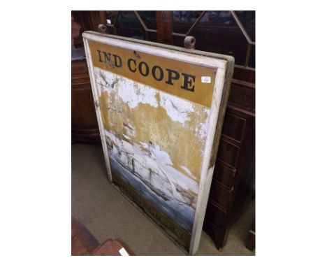 Large vintage public house sign marked  Ind Coope British Queen , 36"  wide 