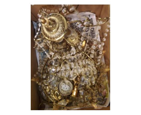 Mixed lot of various centre ceiling light fittings of round tiered design, fitted with glass prismatic drapes together with a