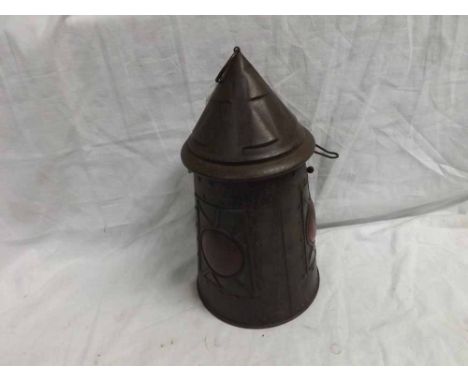 An early 20th Century Huntly & Palmer Biscuit Tin in the form of a lantern, height 10"  