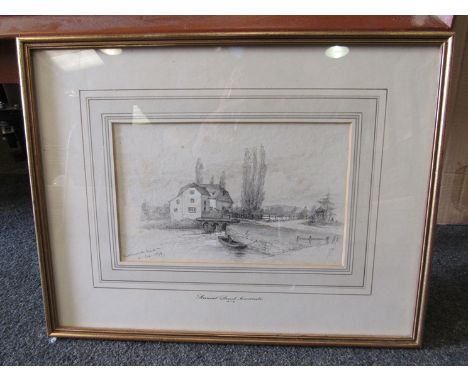 SAMUEL PROUT, dated 1879 pencil sketch of Fillwark Mill, 14cm x 27cm   