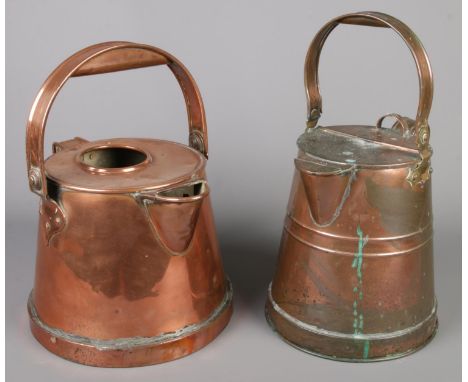 Two Victorian copper water pots. Including Lawden &amp; Poole example, etc.  