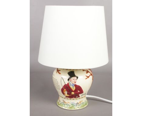 A Crown Devon John Peel ceramic table lamp.  